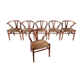 6 "Wishbone" chairs by Hans J. Wegner for Carl Hansen & Son Odense