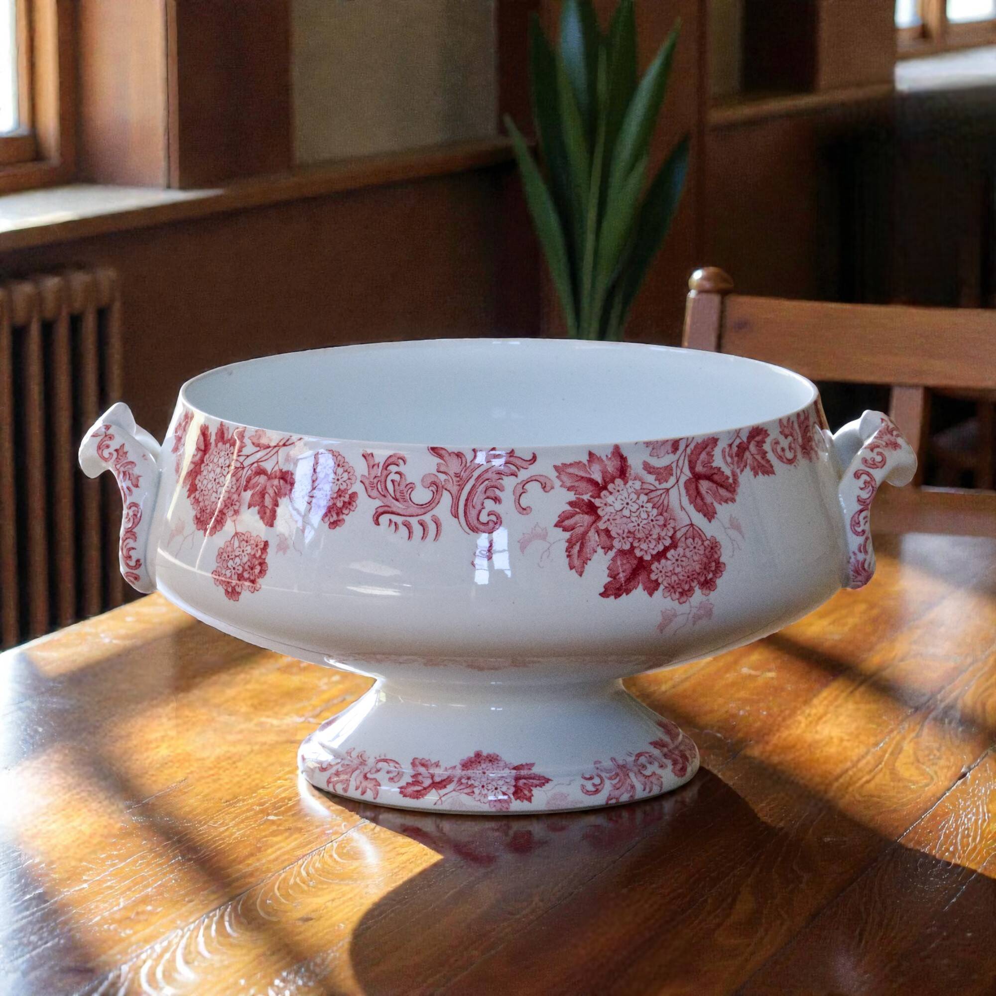 Grande coupe / saladier ancien terre de fer signé St Amand Boule de neige