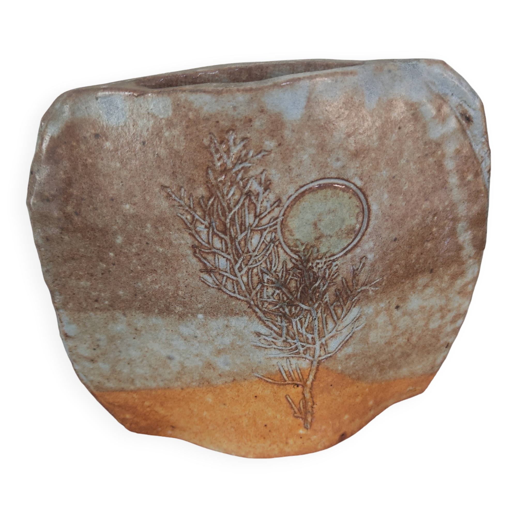 Glazed stoneware vase signed Annette Roux