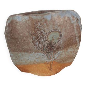 Glazed stoneware vase signed Annette Roux