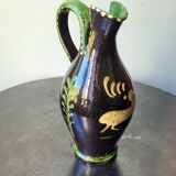 Vintage ceramic vase, terracotta, ethnic chimera, naive art.