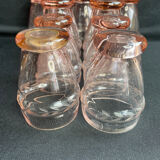 Service for 4 people - Art Deco - Glass or 1/2 pink crystal blown and cut