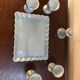 Porcelain egg set 50s shellfish and salt shaker on pearl tray