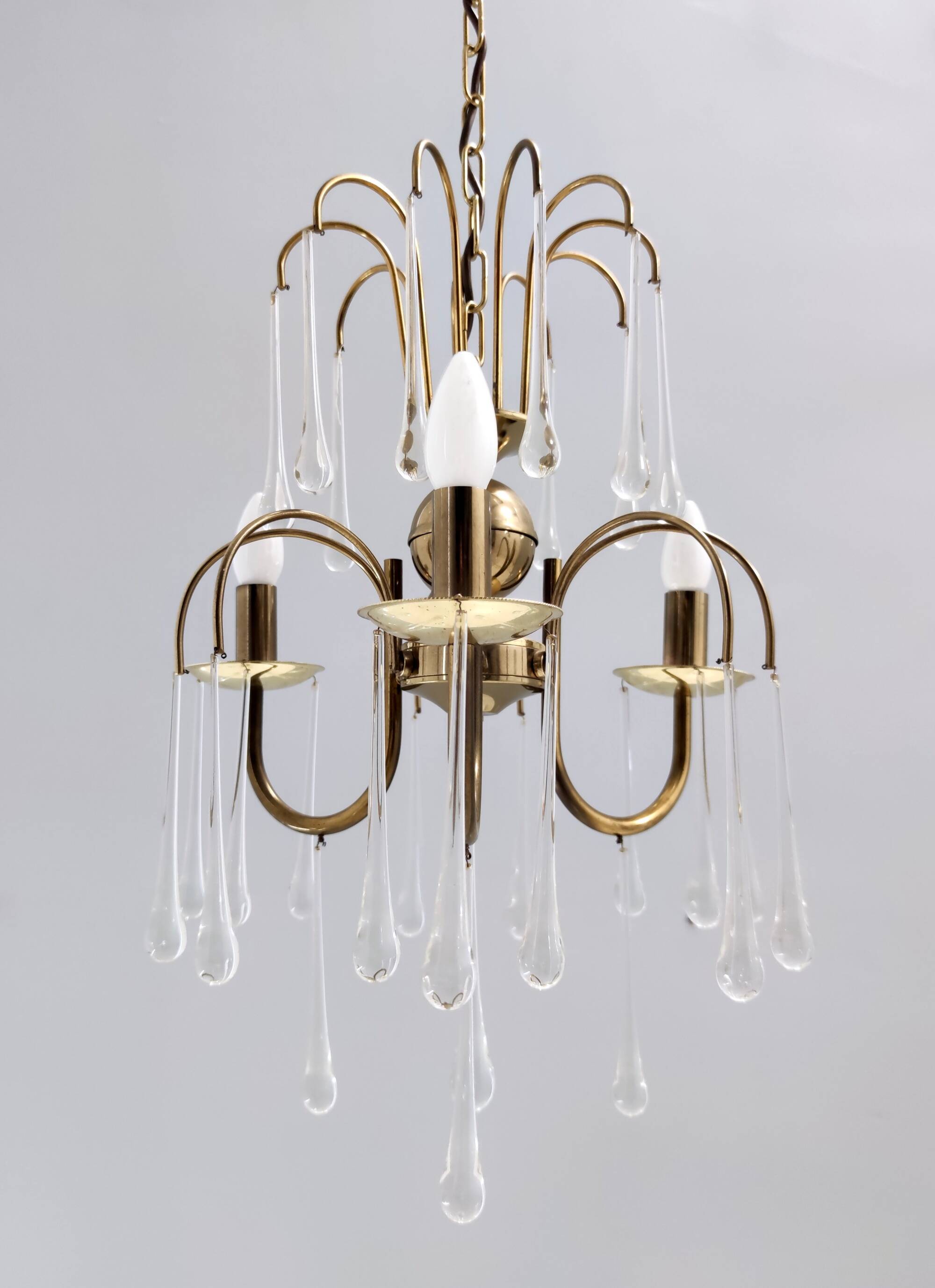 Murano Glass Teardrop Chandelier in the Style of Venini, Italy