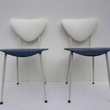 Ensemble de 2 chaises à manger rétro de skai en bleu et blanc