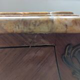 Curved commode in Louis XV style – marquetry & marble – bronze fittings