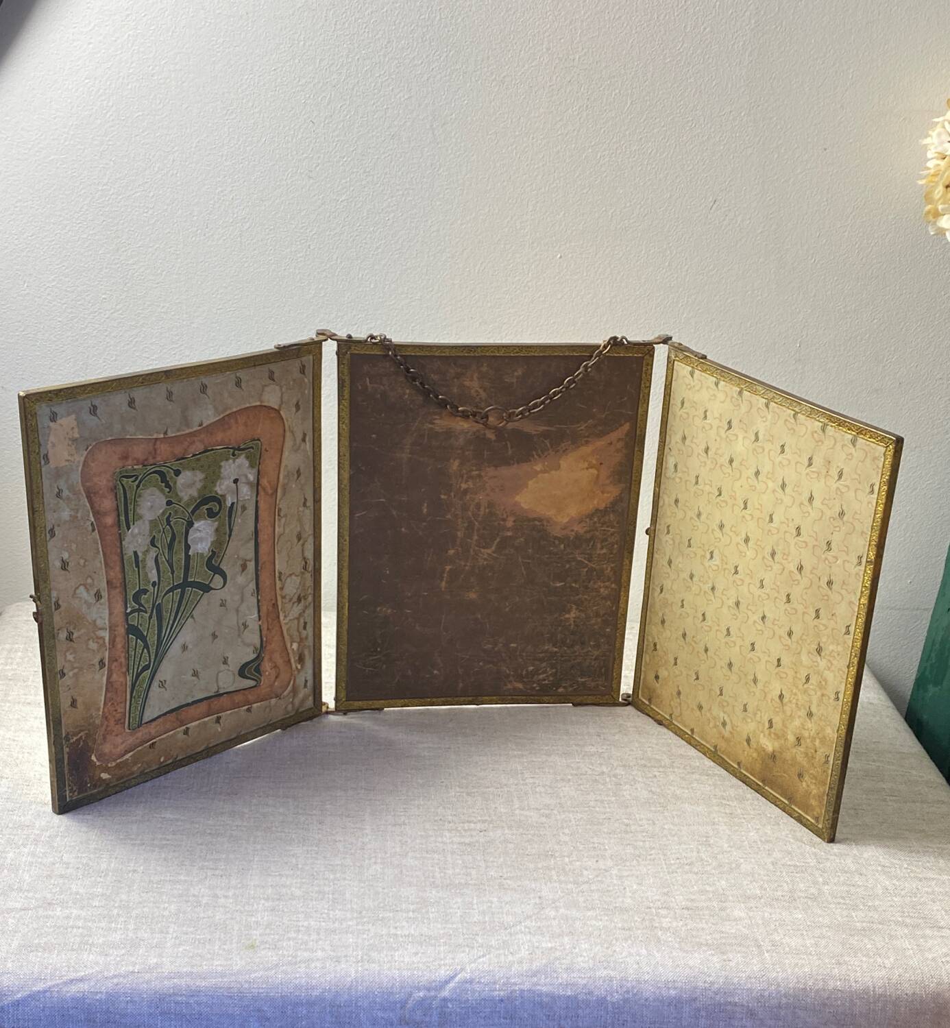 Vintage barber triptych mirror