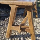 "A frame" bench in solid oak, patinated.