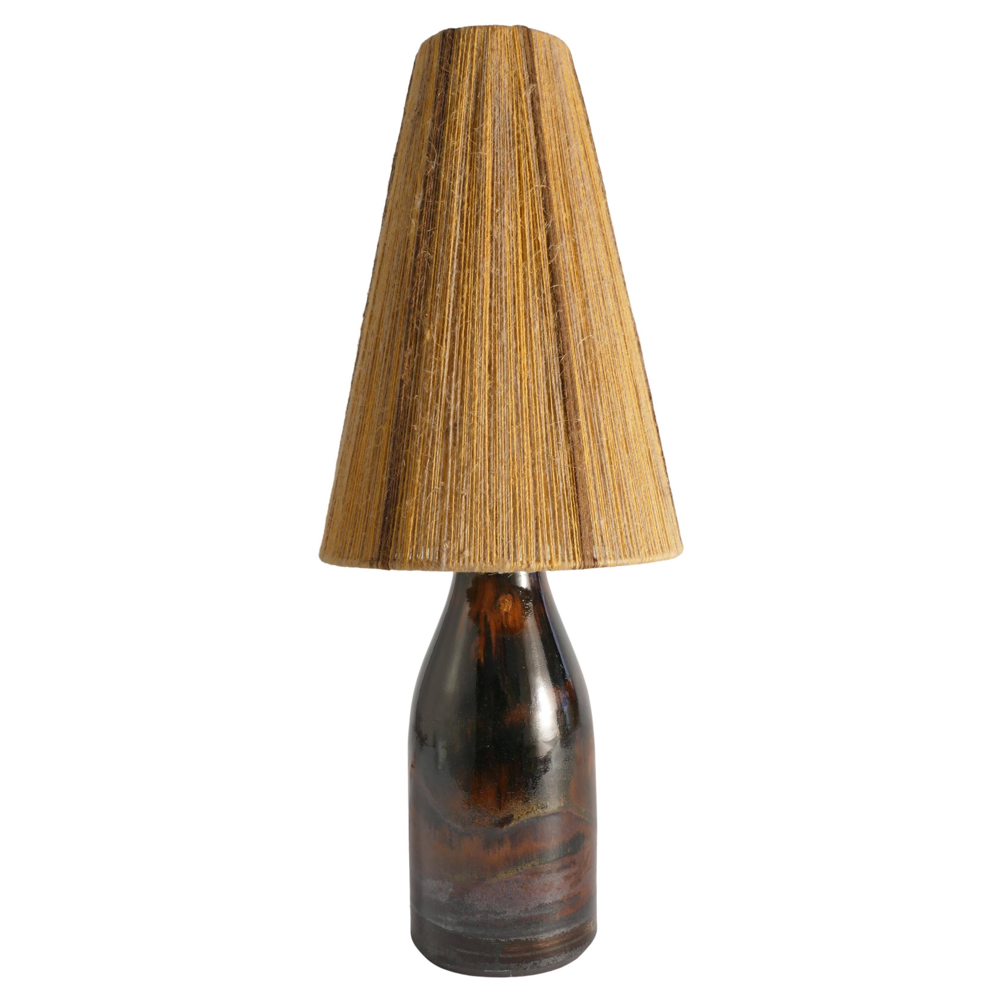 Brown Stoneware Table Lamp by Carl-Harry Stålhane, Designhuset, Sweden 1960s