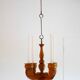 Rustic wooden pendant chandelier candleholder from Smålandsslöjd, Sweden, 1975