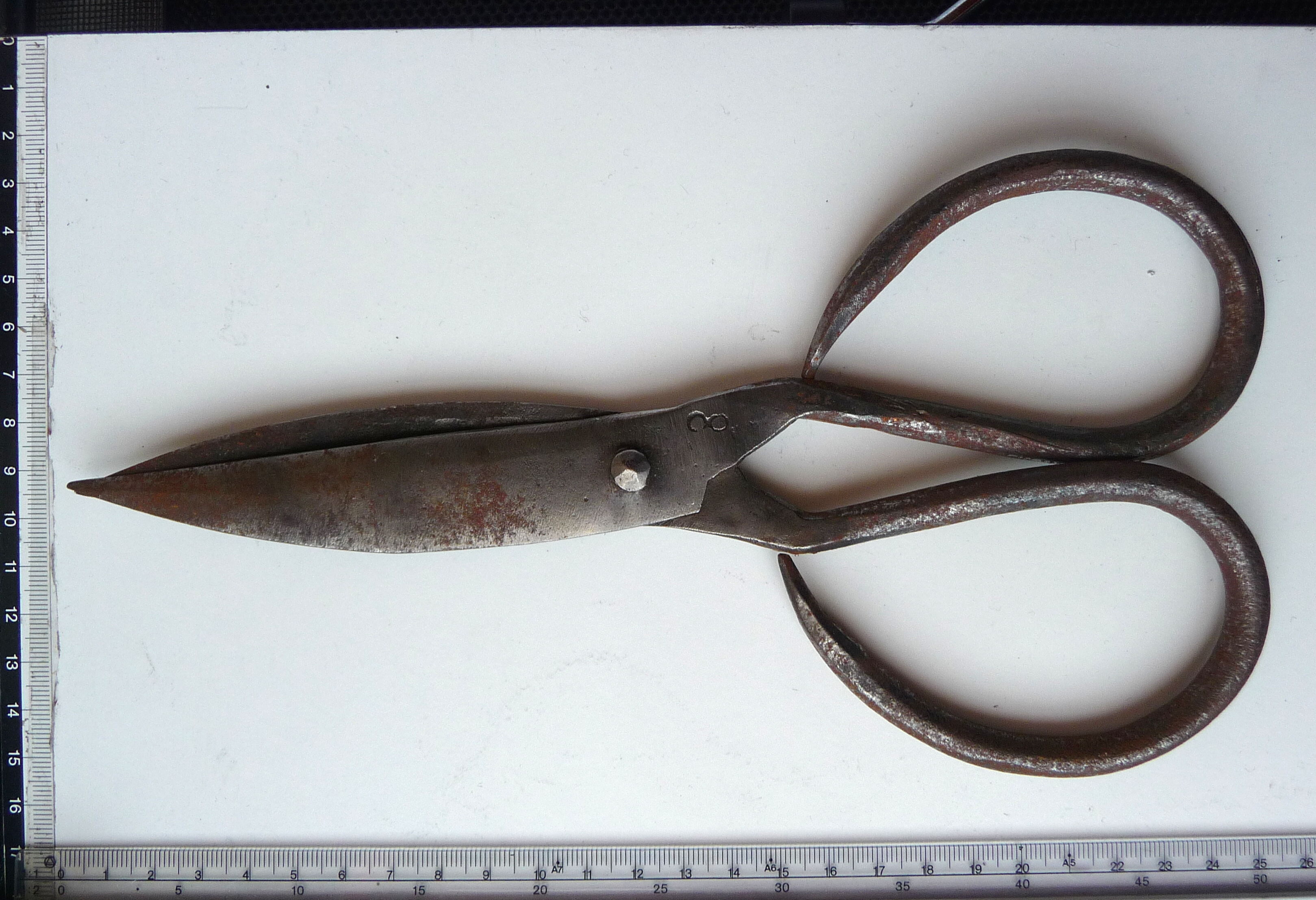 Antique wrought iron scissors modeled by hand for collection or Deco