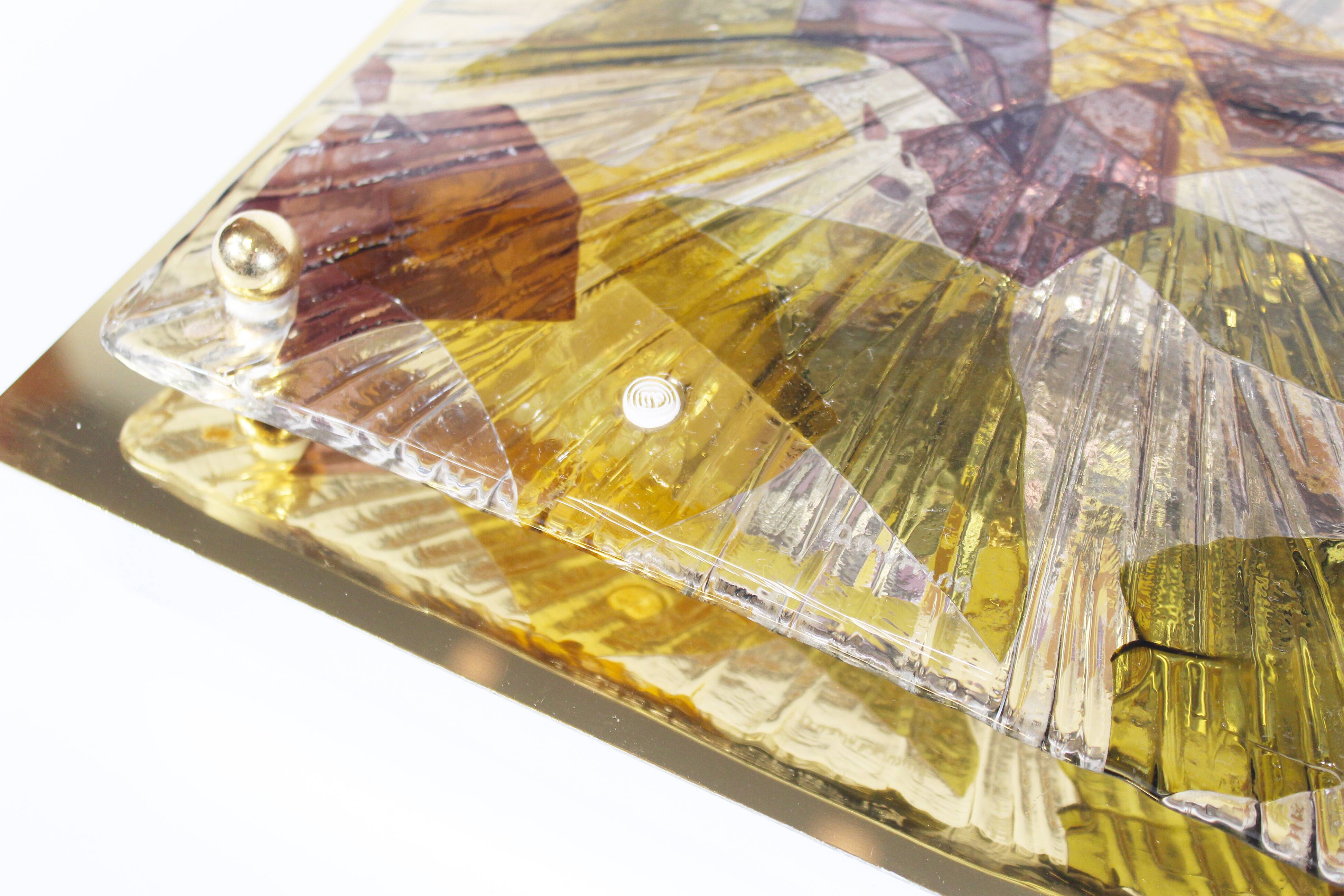Brass and murano glass flush mount light by La Murrina Italy