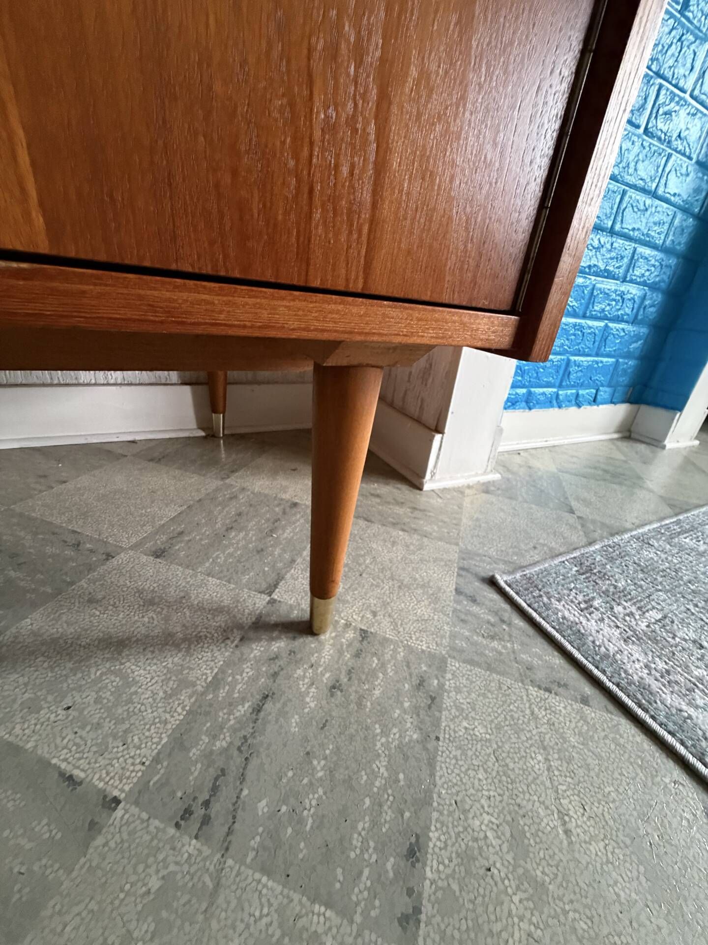 Vintage Mid-Century Wooden Wardrobe with Mirror – 1950s/60s