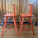 Vintage solid wood high chairs in Western style for children.