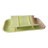 Asparagus dish in slip drainer 20th