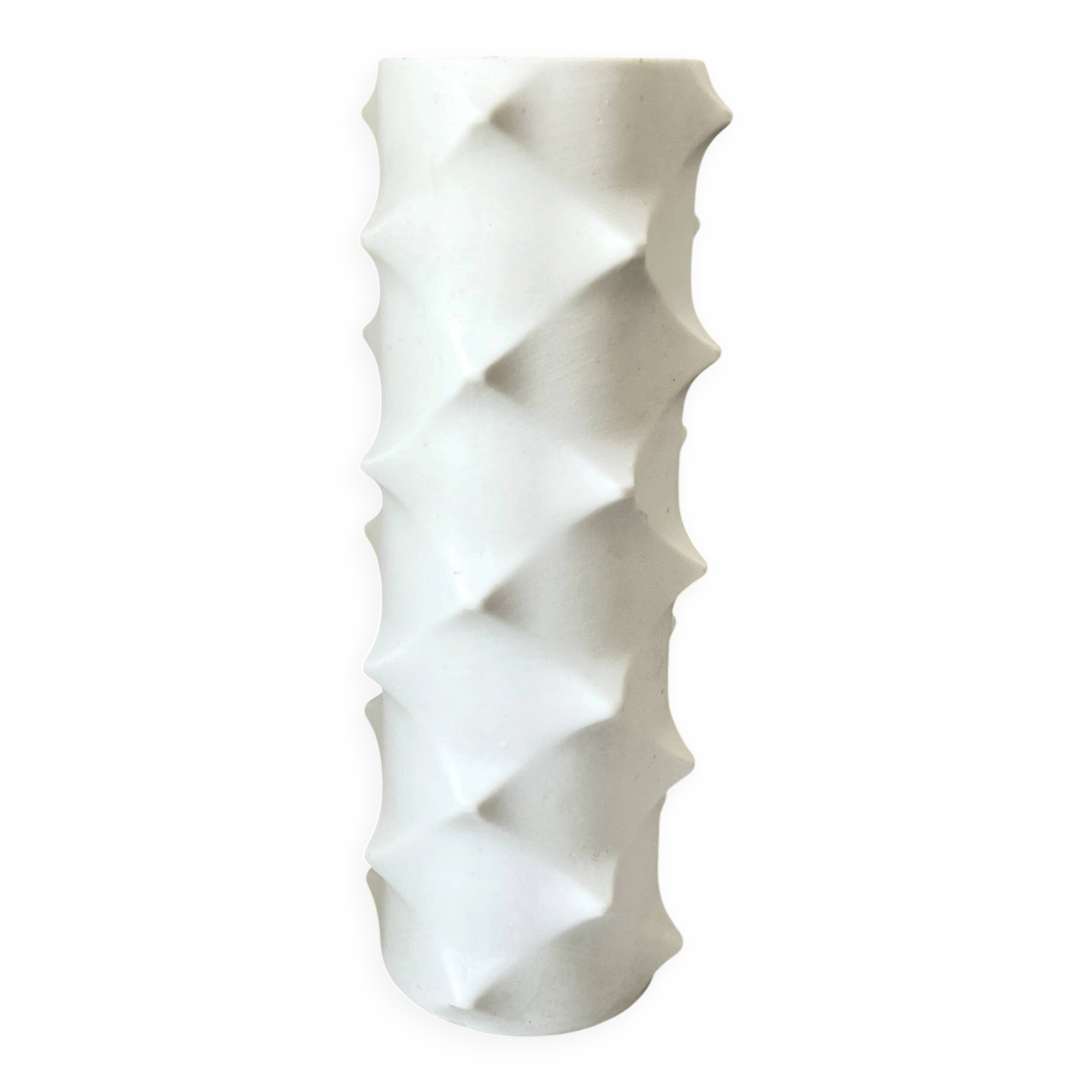 Vintage Bisque Porcelain Op Art Spike 501 Vase by Scherzer, Space Age 1970s