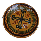 Decorative glazed earthenware plate stamped Biot, 18 cm. Vintage.