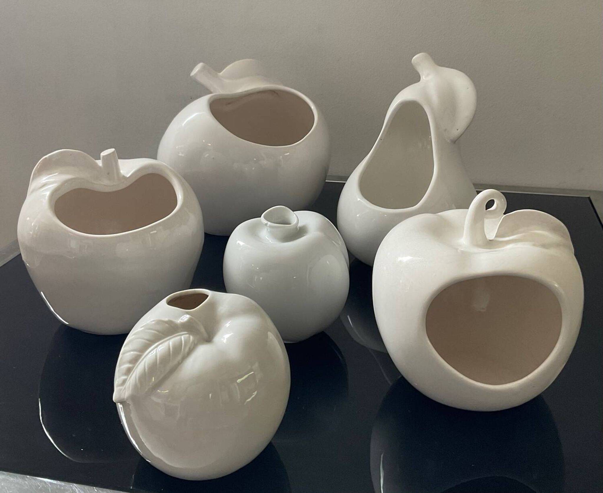Set of 6 vintage ceramic fruit vases/cachepots