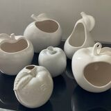 Set of 6 vintage ceramic fruit vases/cachepots