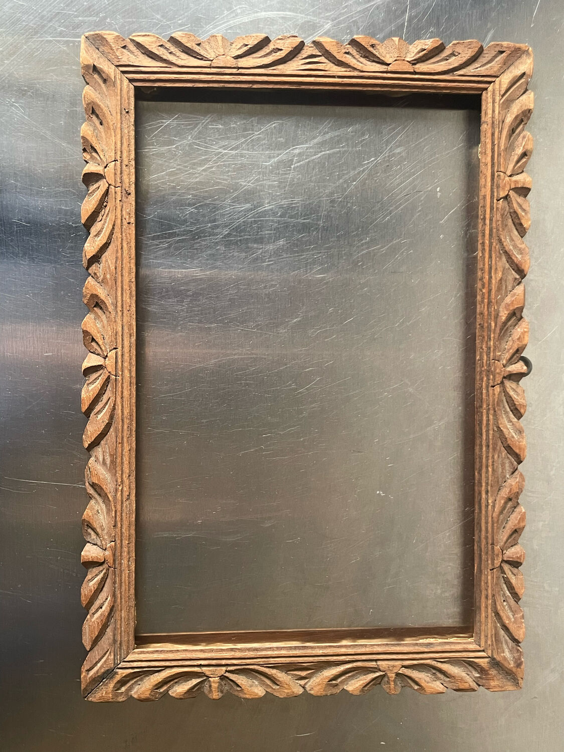 Handcarved frame solid wood 32 cm x 22  cm opening measurements 27 cm x 17 cm