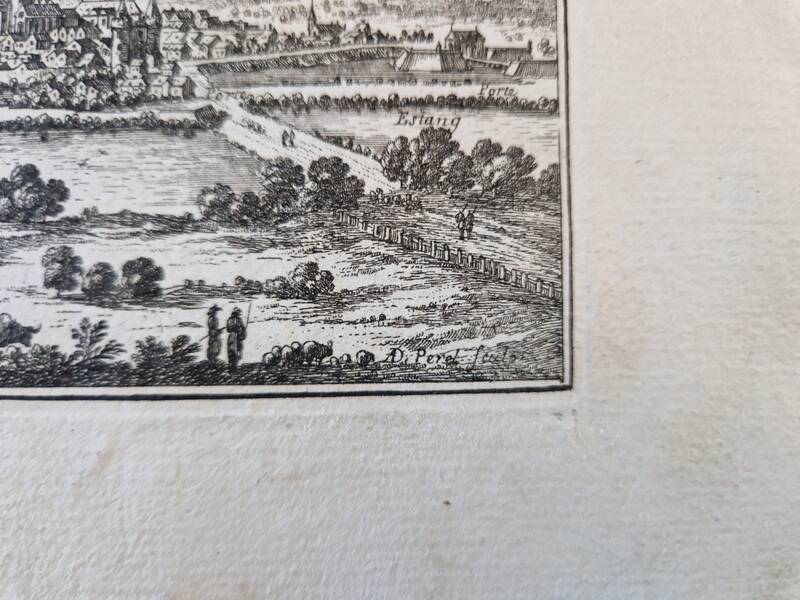 17th century copper engraving "Mons" By Sébastien de Pontault de Beaulieu (1612-1674)