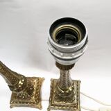 Pair of neo-classical lamps 1970 gold metal