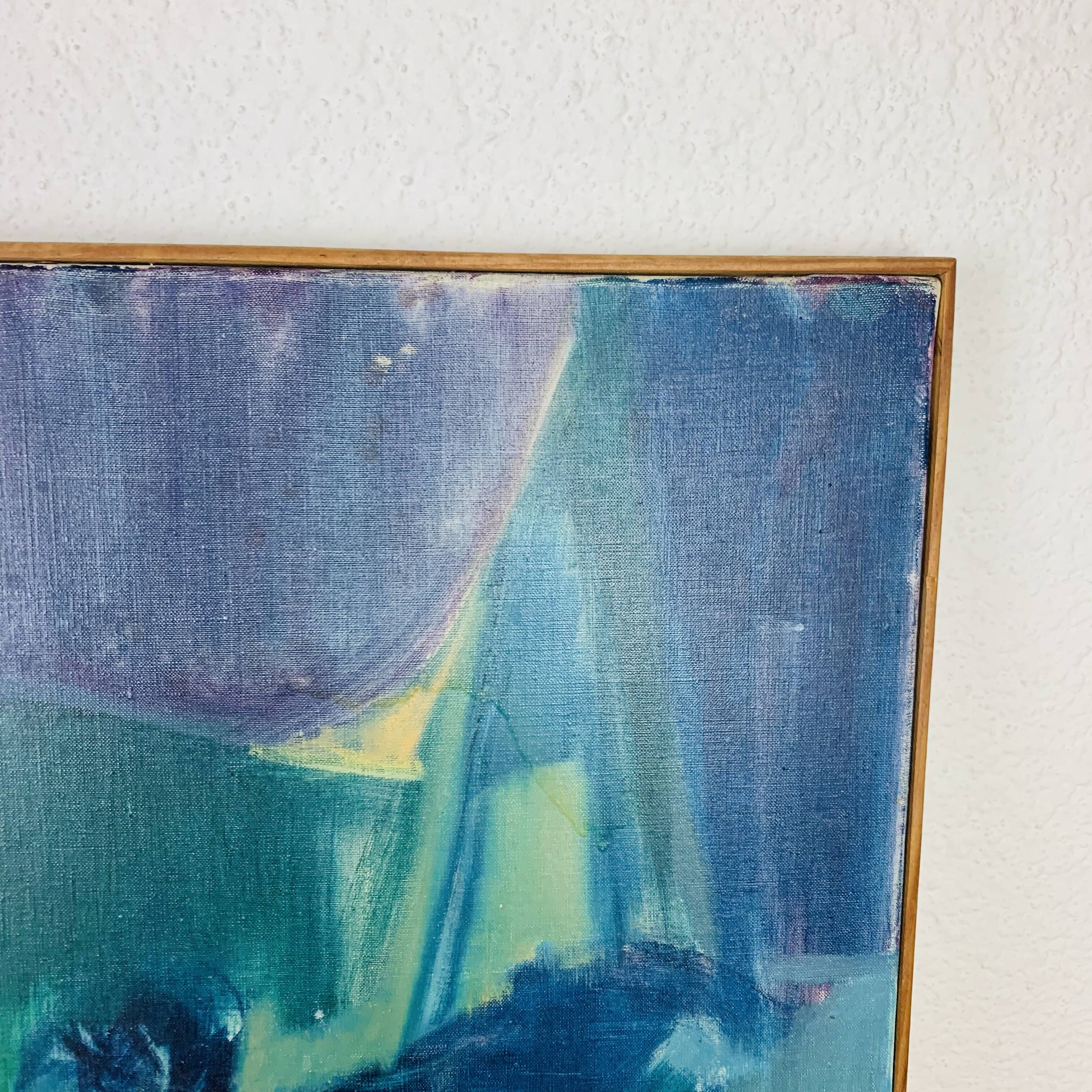 Painting, contemporary oil on canvas, blue women