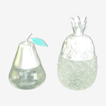 Pineapple and pear glass candy boxes