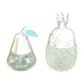 Boites bonbons en verre ananas et poire vintage