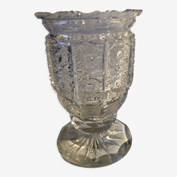 Carved and engraved crystal vase