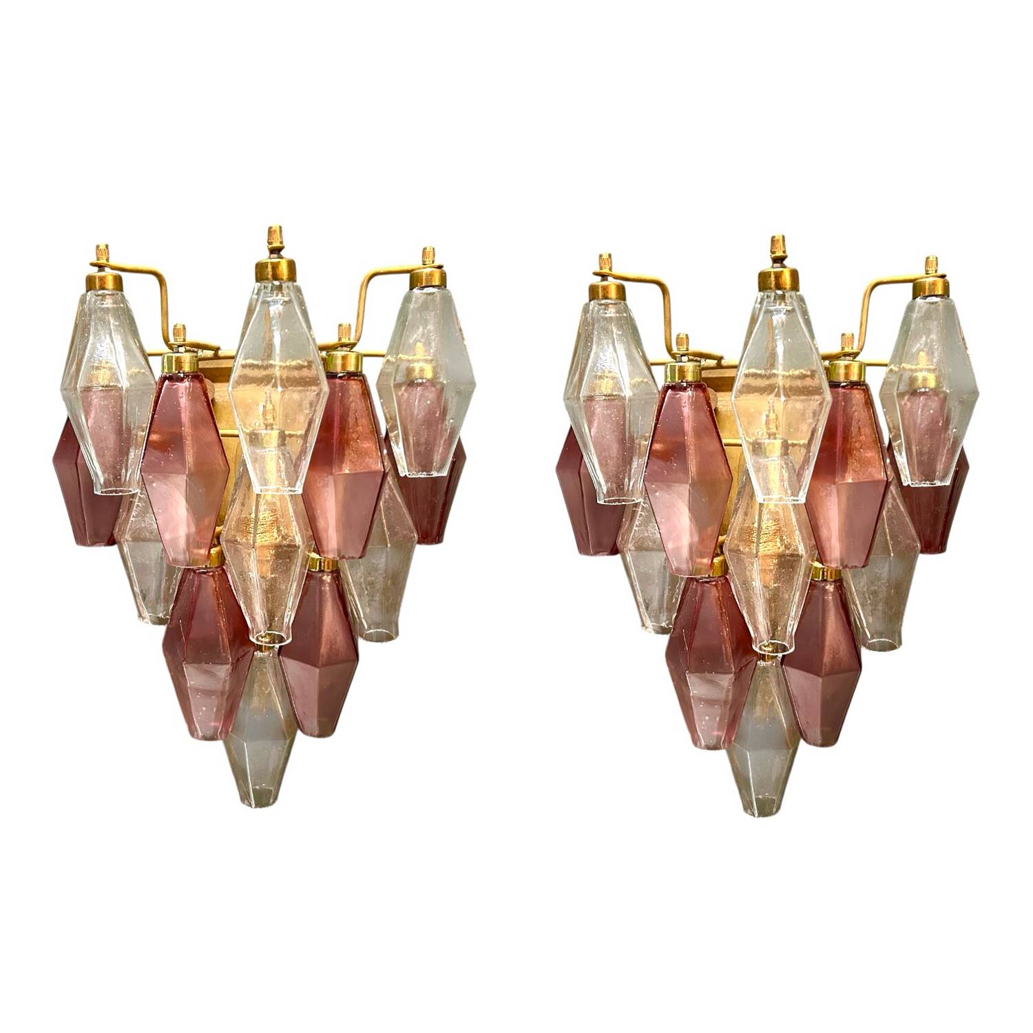 Murano Glass Poliedri Sconces, Italy, 1980s - Set of 2