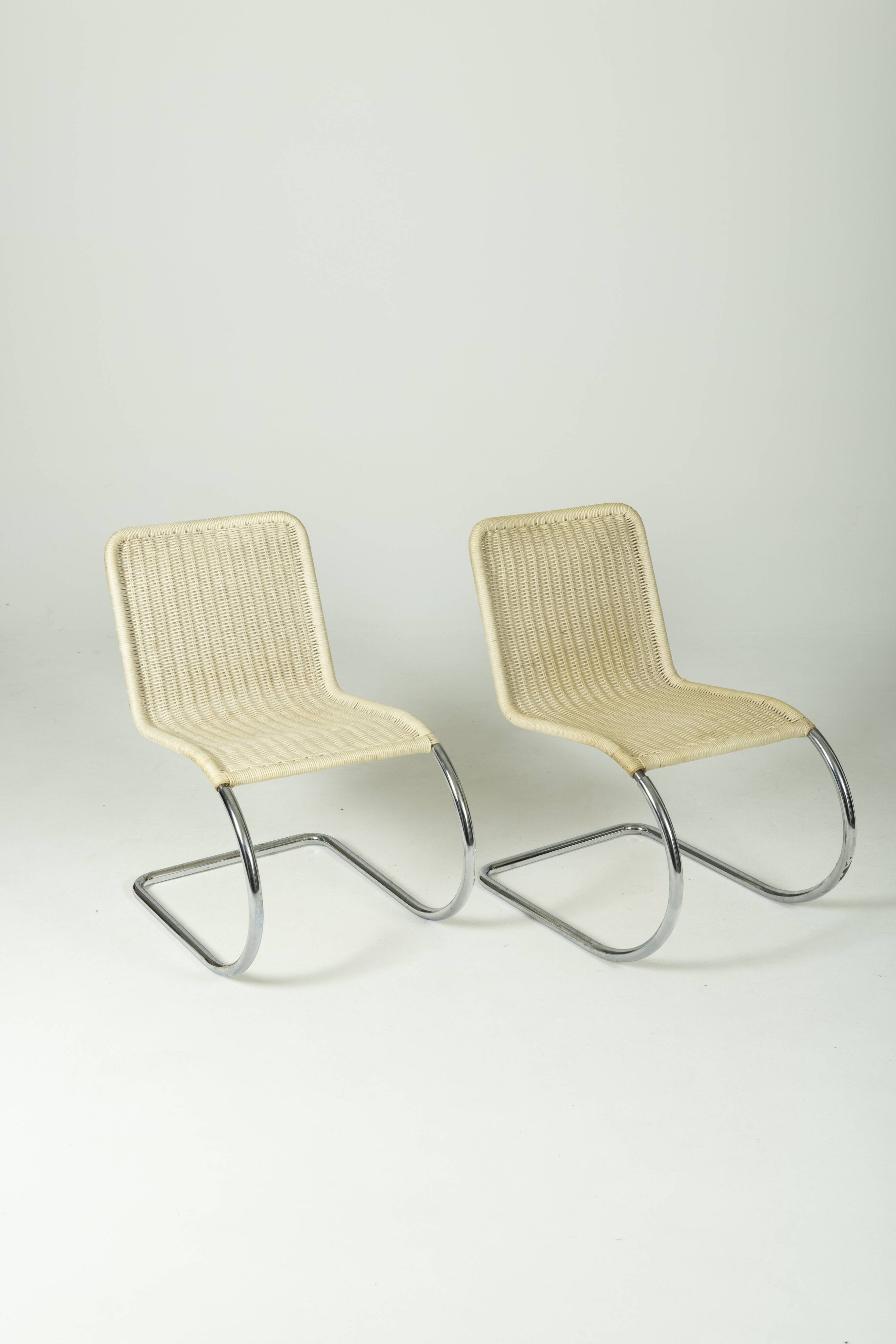 Bauhaus "MR10" chairs by Ludwig Mies van der Rohe, Tecta edition circa 1990