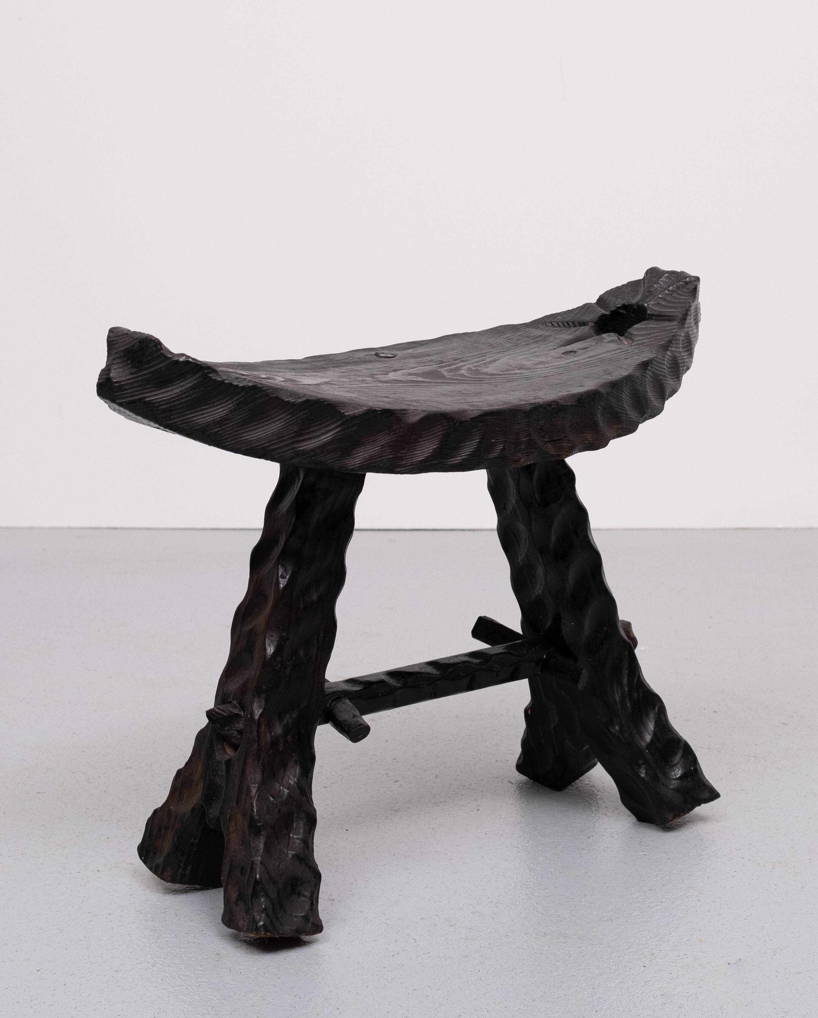 Handmade Spanish Brutalist Foot stool 1950s