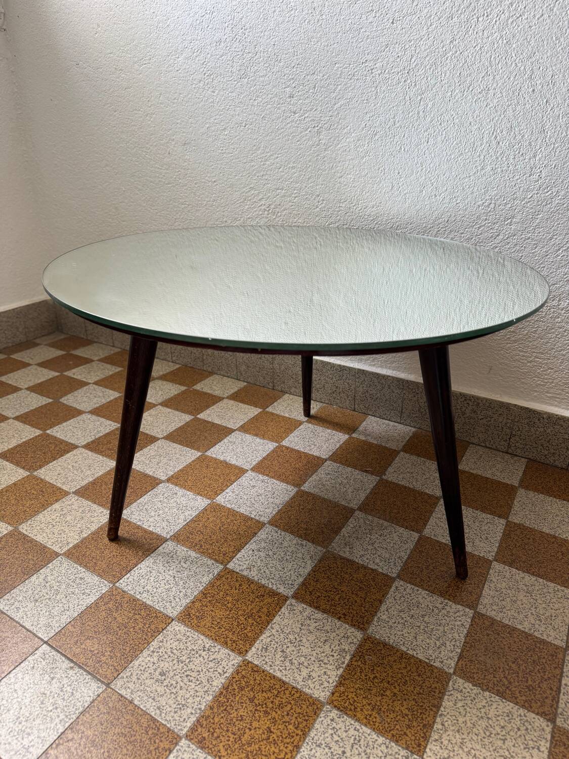 60s tripod mirror coffee table