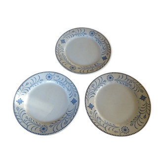 Lot of 3 dishes earthenware creil and montereau labrador