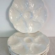 8 vintage Gien ceramic barbotine oyster plates