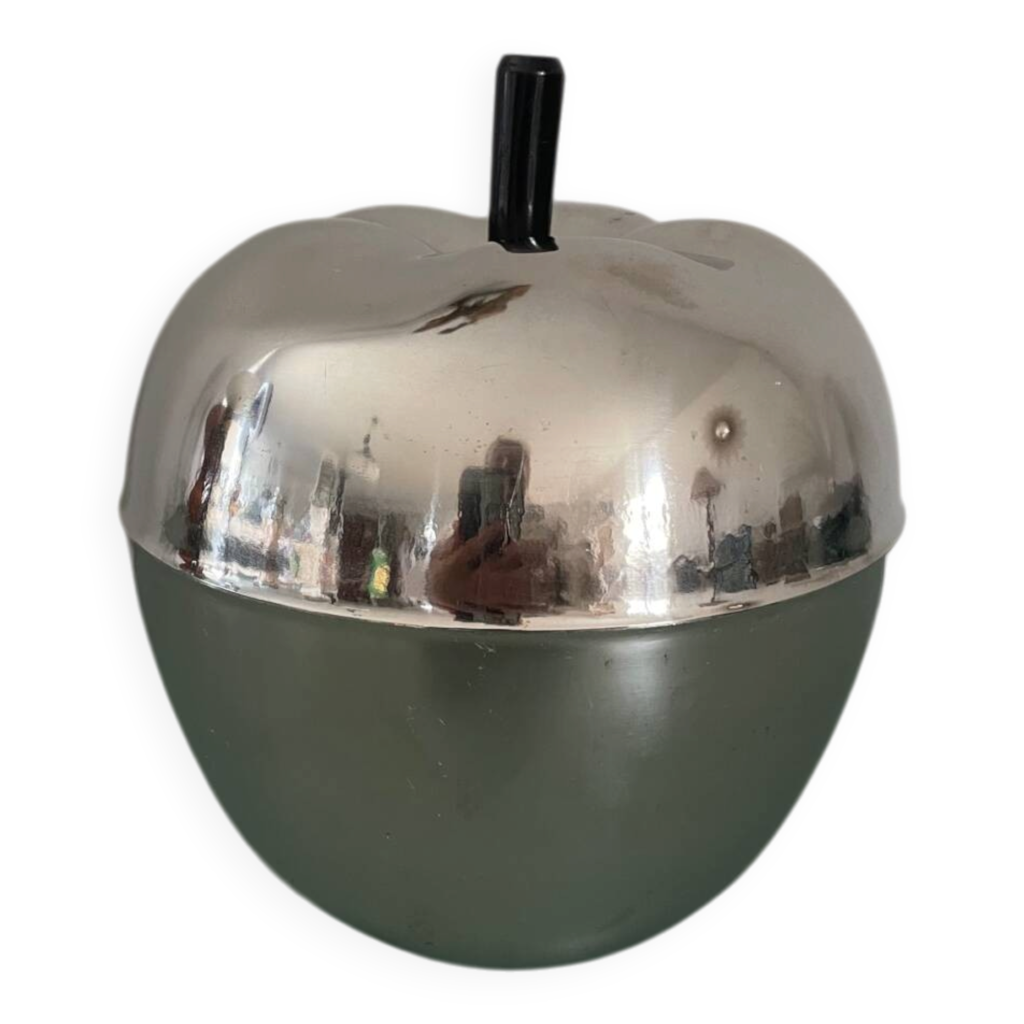 1970s chrome apple-shaped ice bucket