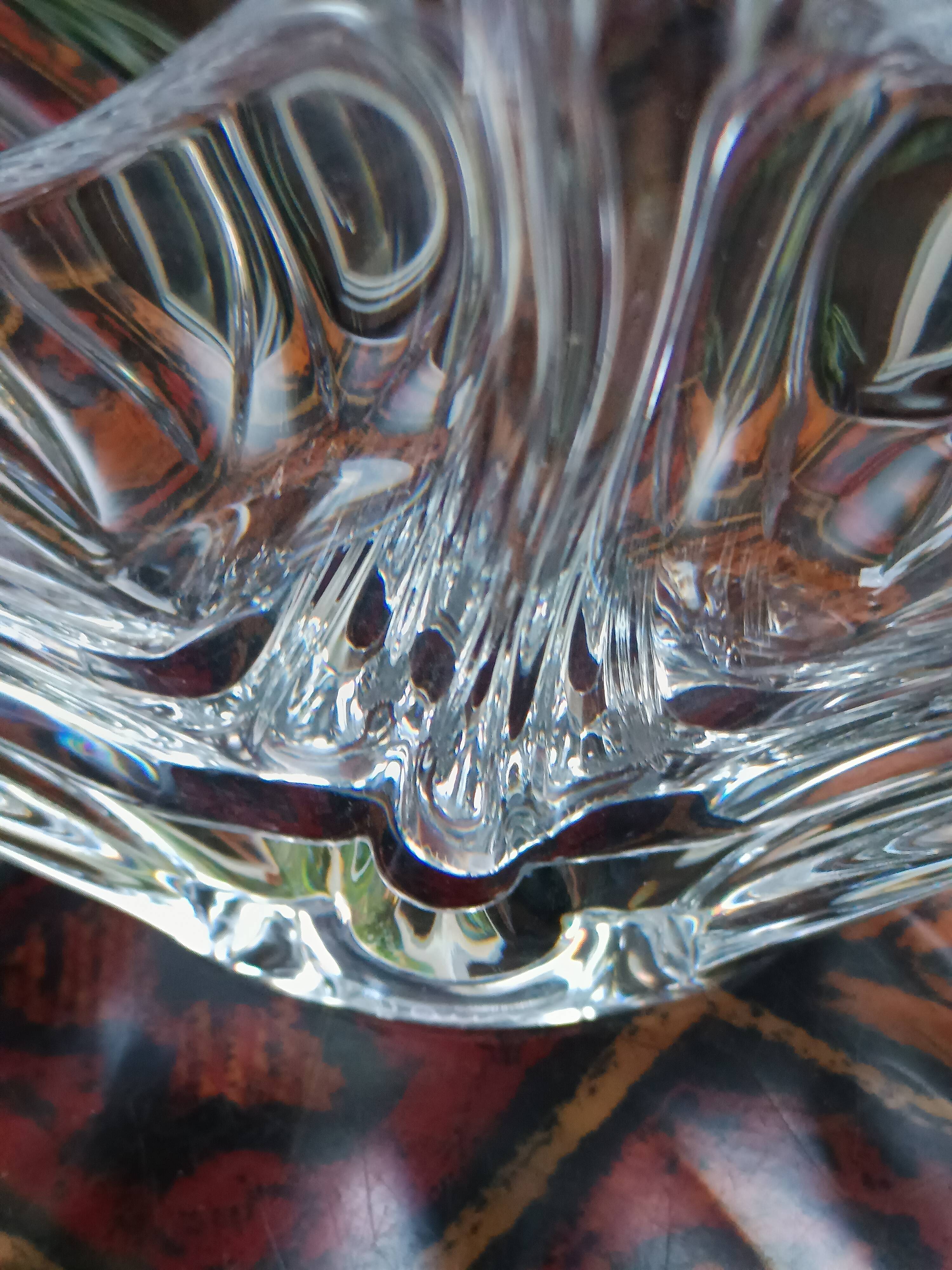 Large crystal fruit bowl signed daum