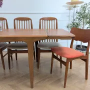 Scandinavian teak dining table with extensions