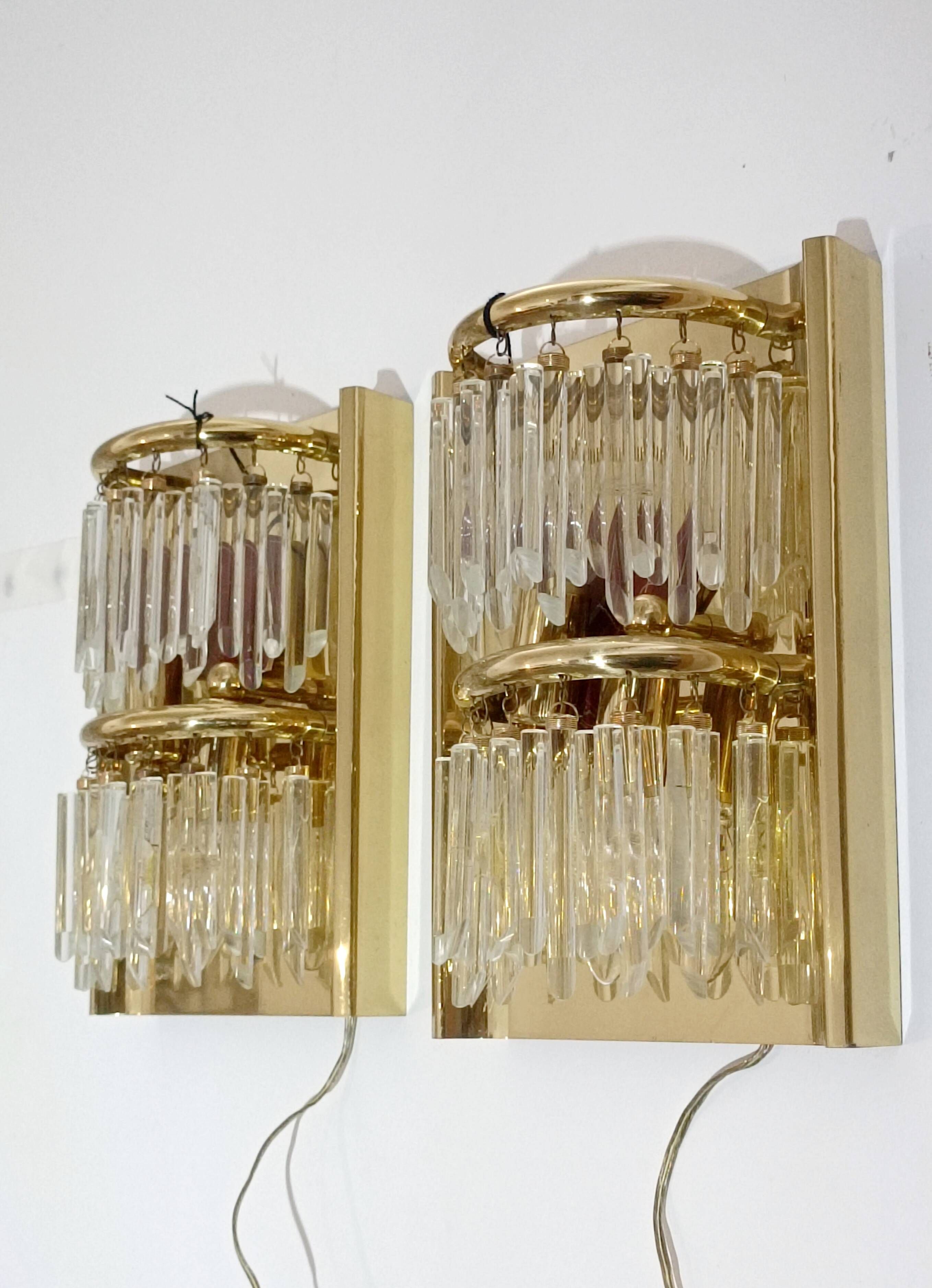 Pair of Murano glass wall lights by Lumica 1970s