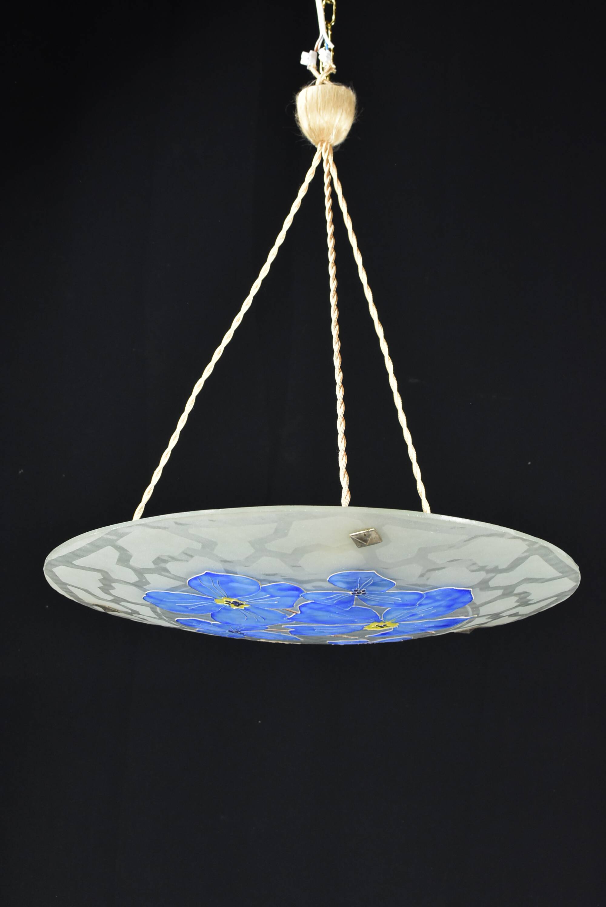 Glass ceiling light signed Aurys