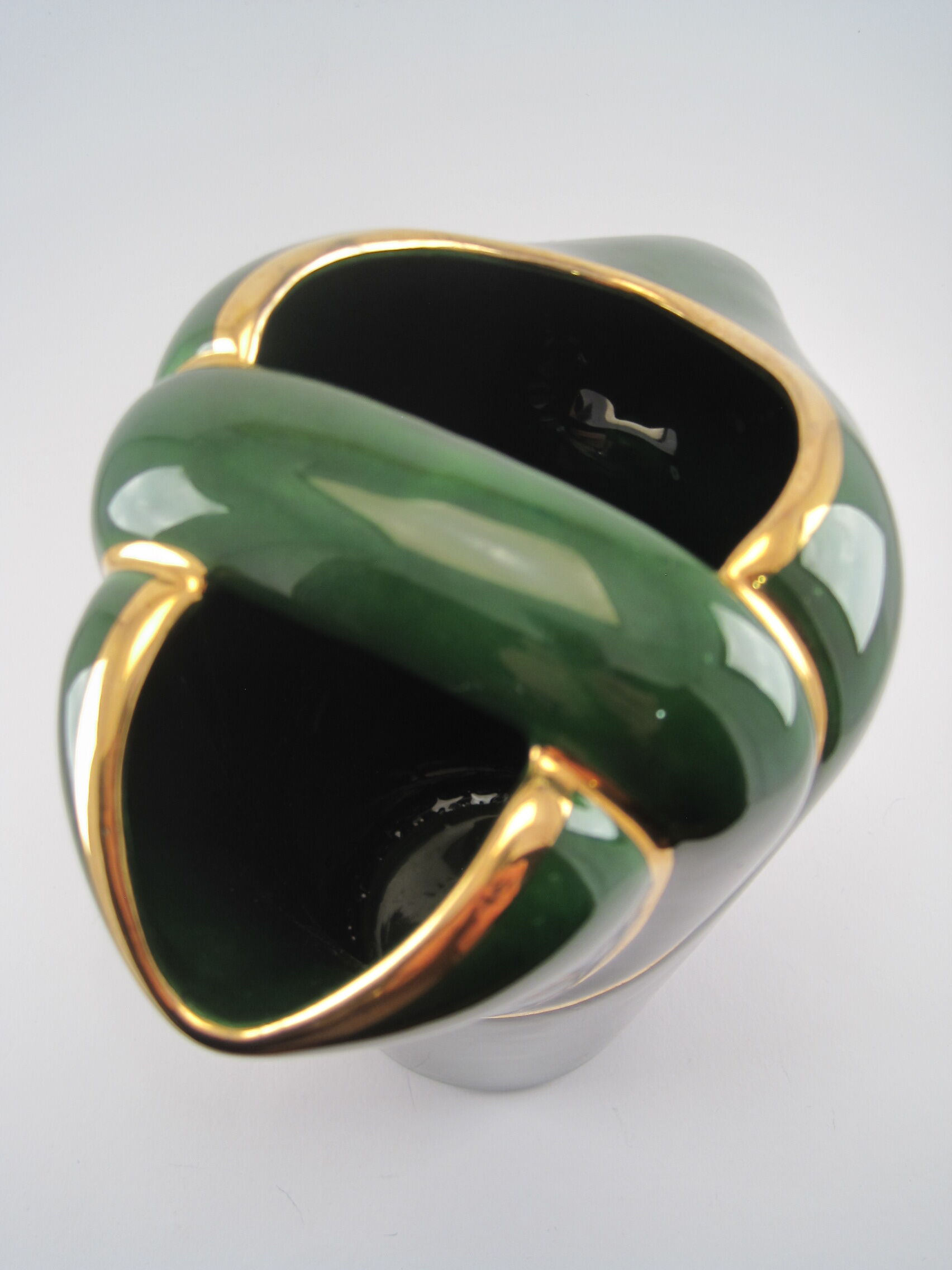Modernist pitcher in green and gold glazed ceramic, brand MAGDALITHE MADE IN FRANCE around 1950 1