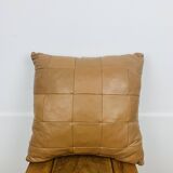 Vintage patchwork leather cushion