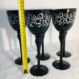 Stemmed glasses, vintage black flutes