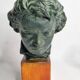 Plaster bust of Beethoven with bronze patina, signed, 27 cm