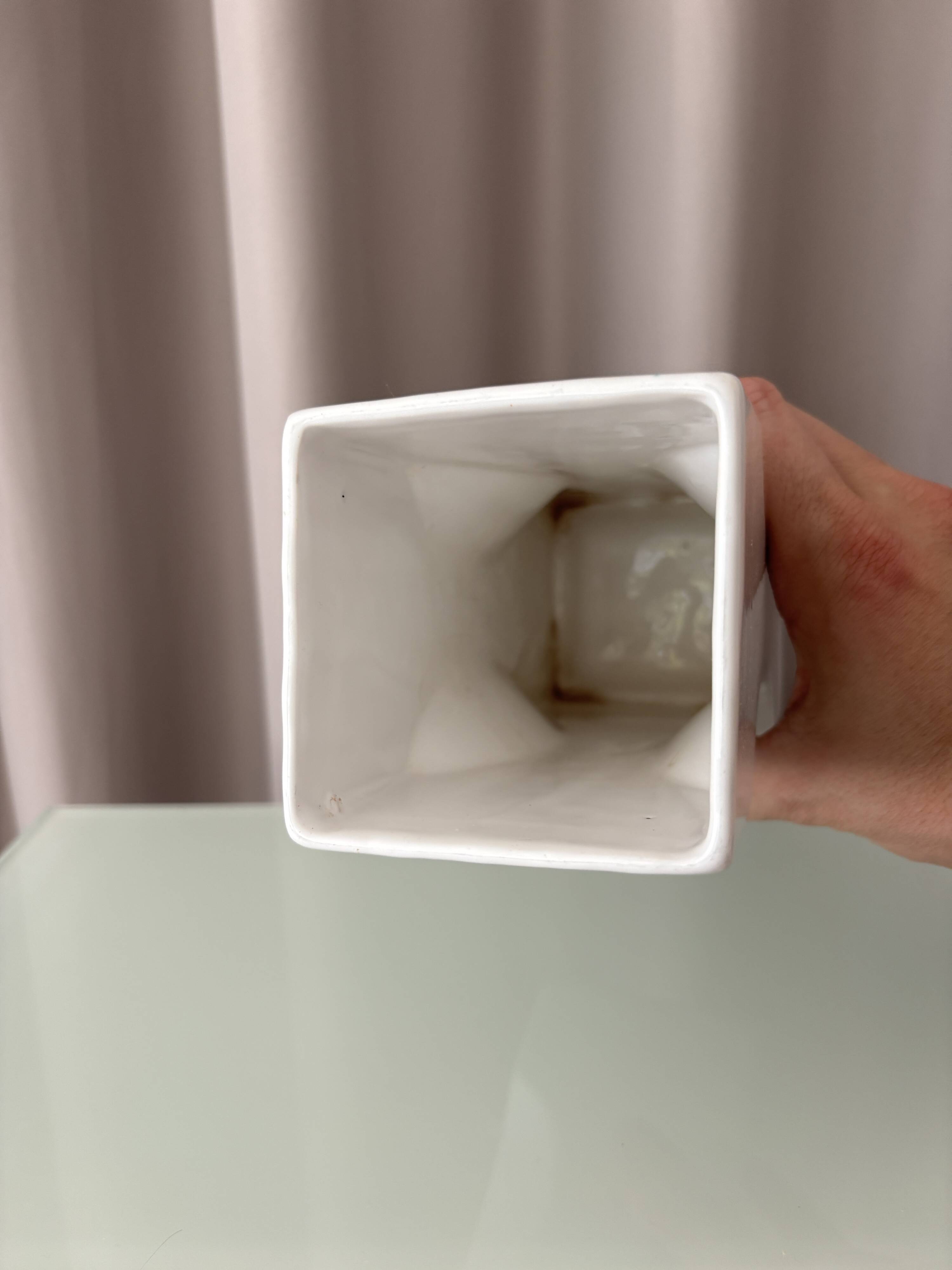 Vintage Sculptural White Ceramic Vase | Postmodern / Memphis Style
