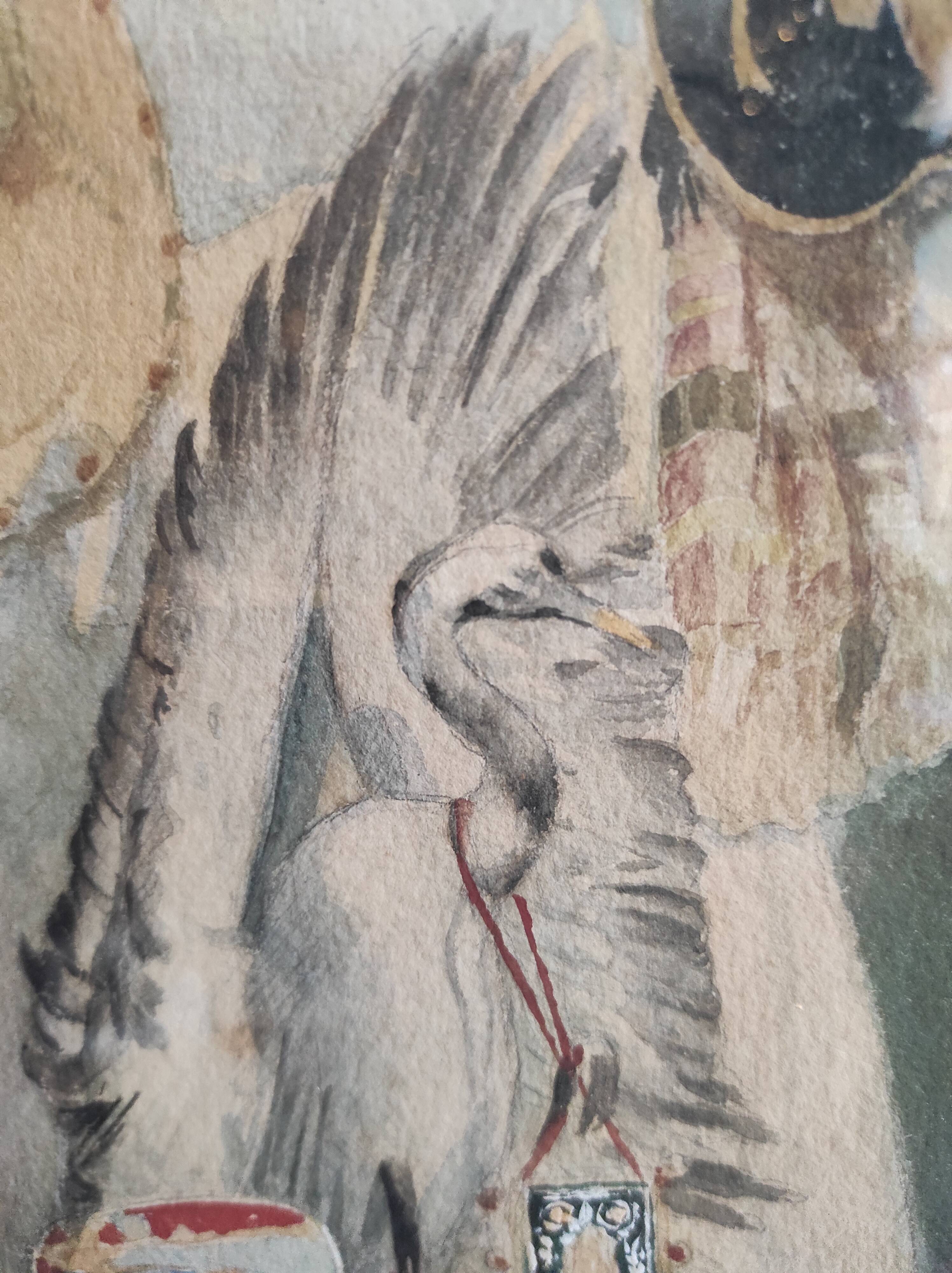 Aquarelle ancienne française, Charles Bruneau (?-1891)