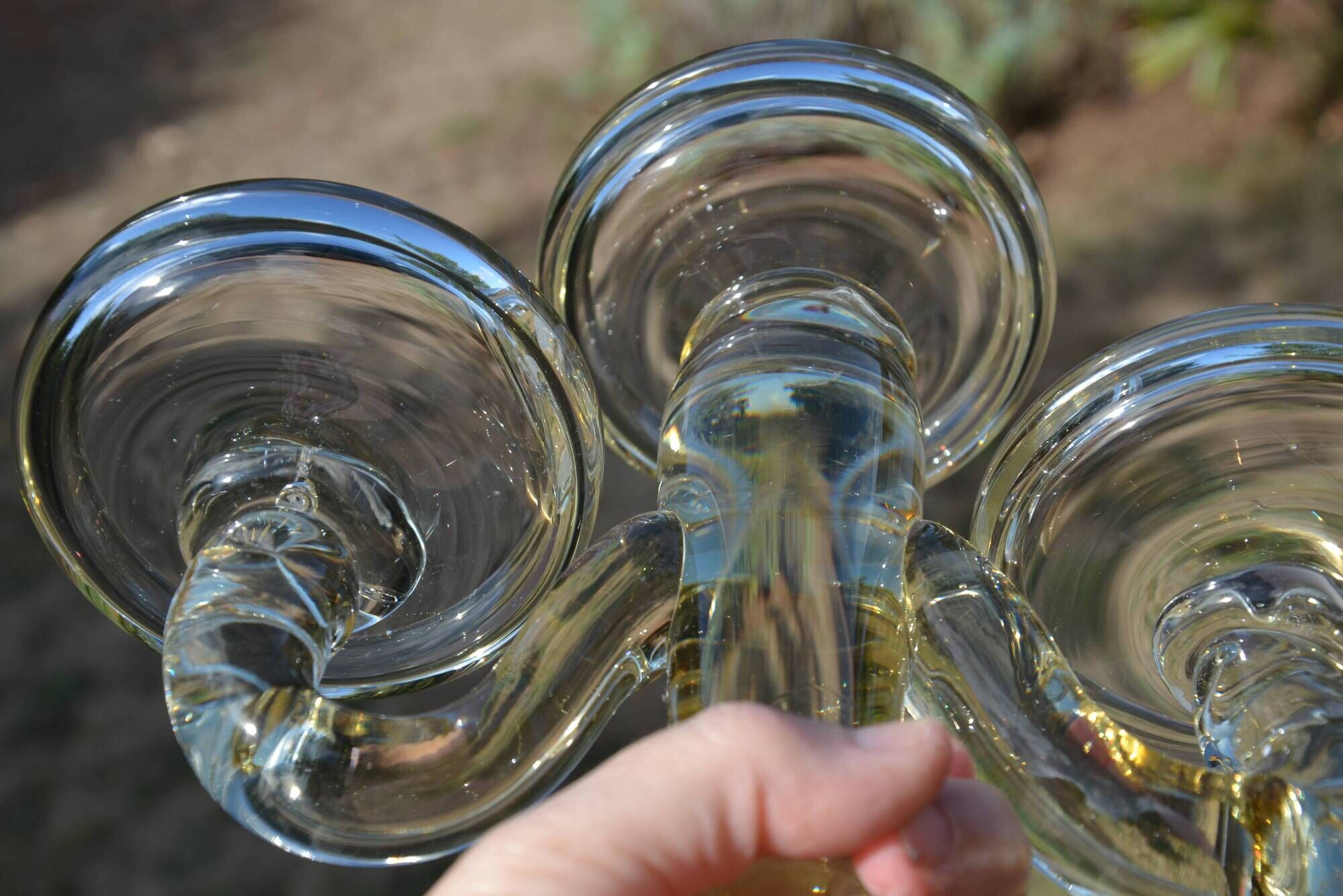 Large blown glass chandelier with bubbles