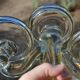 Large blown glass chandelier with bubbles