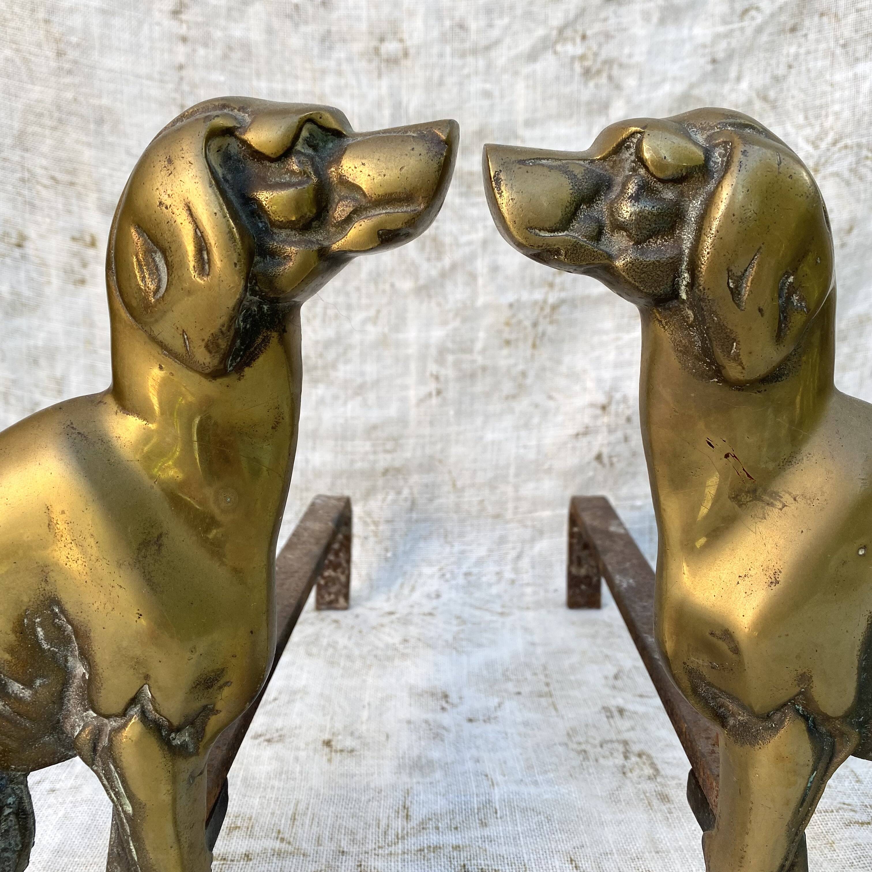 Pair of brass dog andirons